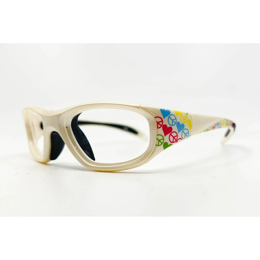 REG SPECS Sport Specs Safety Glasses White Peace Hearts Youth Kids Eyewear
